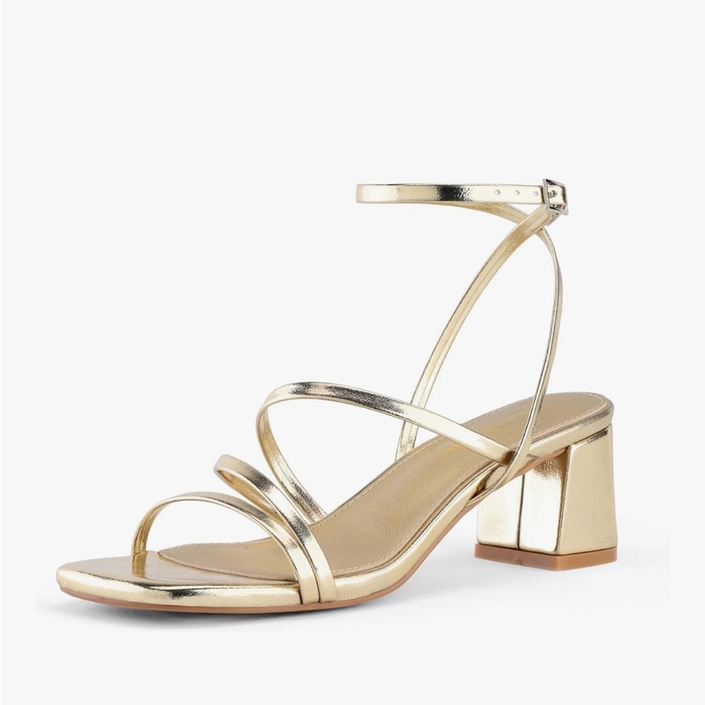 Chic Gold Strappy Block Heel Sandals